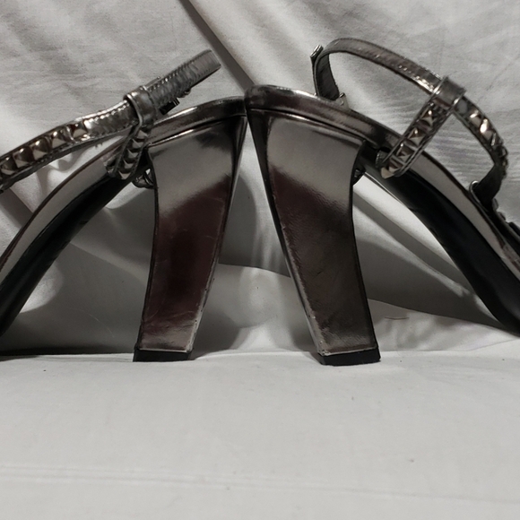 Prada silver studded bling heeled slingback sandal - Picture 8 of 8